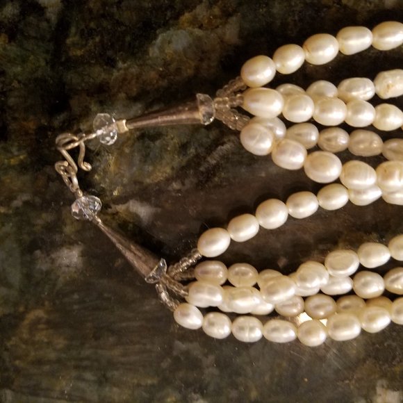 Gorgeous Oval Pearl Flower Necklace Long PRETTY - Picture 6 of 7